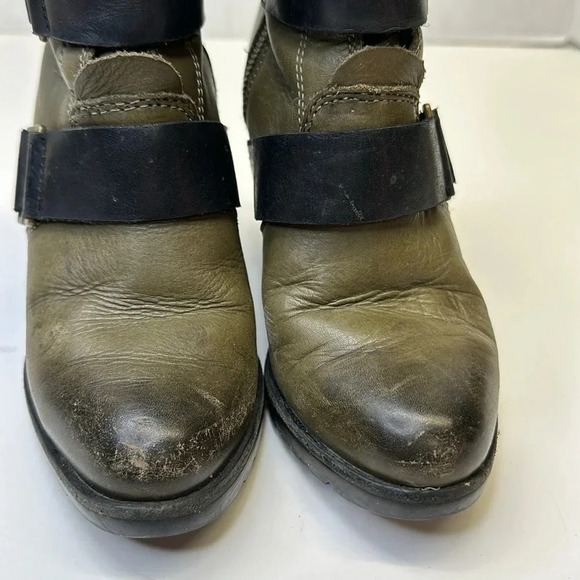 Sorel After Hours Boots Wedges Ankle Heeled Booties Leather Green Black Size 6 - Picture 8 of 10